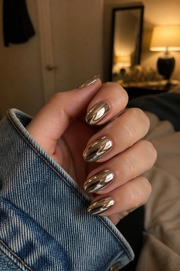 mirror like chrome nail manicure