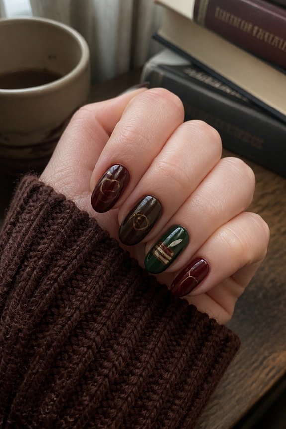 moody dark academia nails