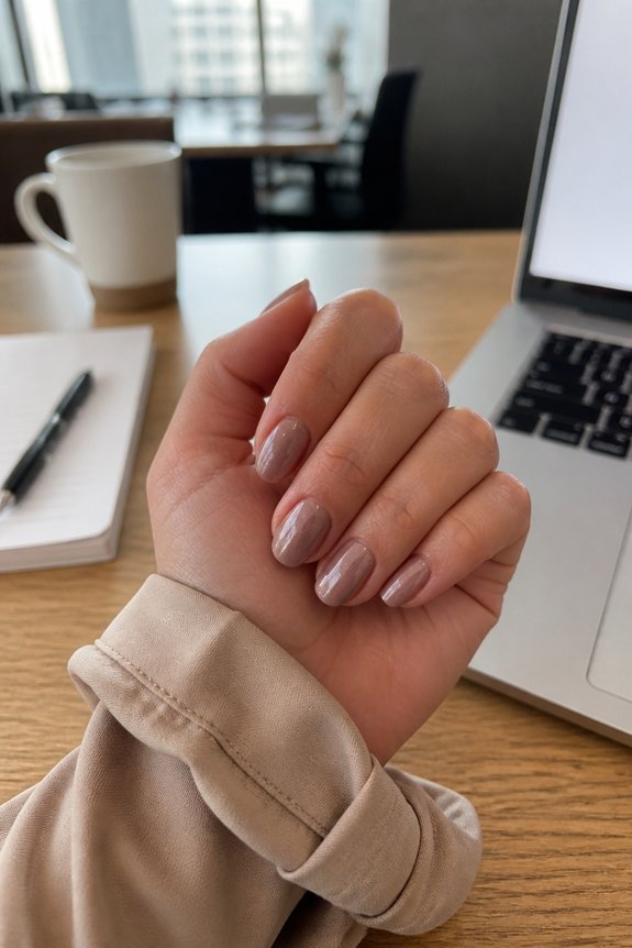 polished chrome nails muted