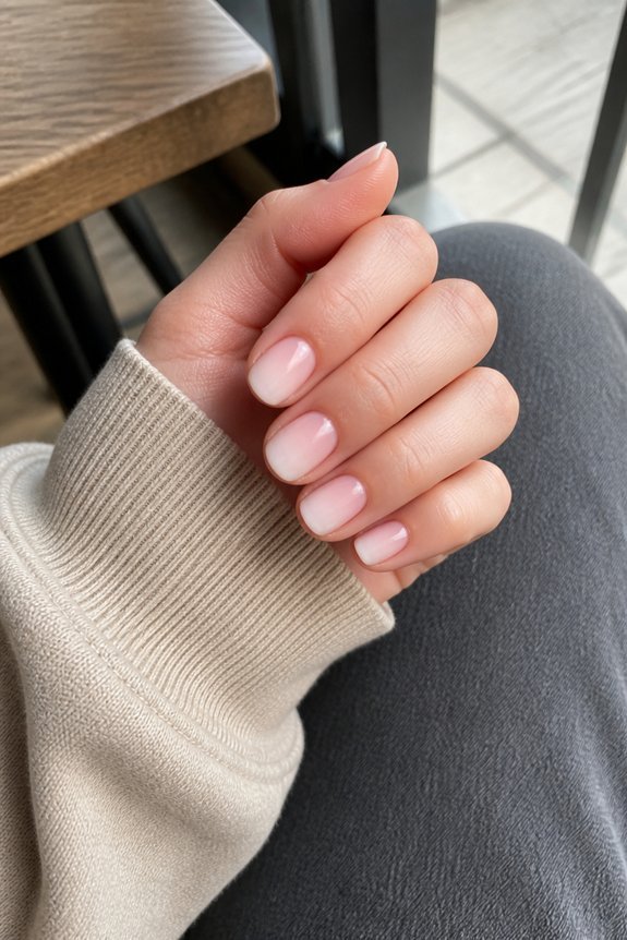 sheer ombre short nails
