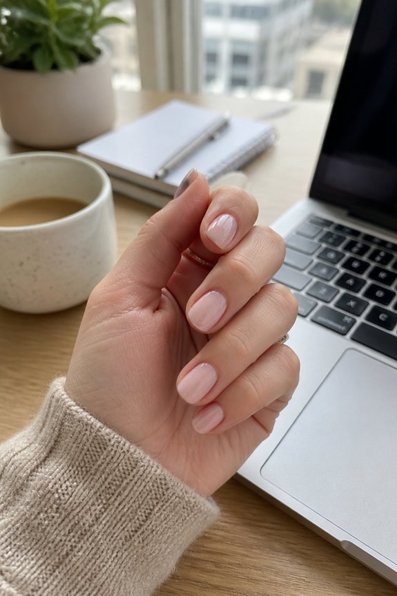 sheer pink short nails