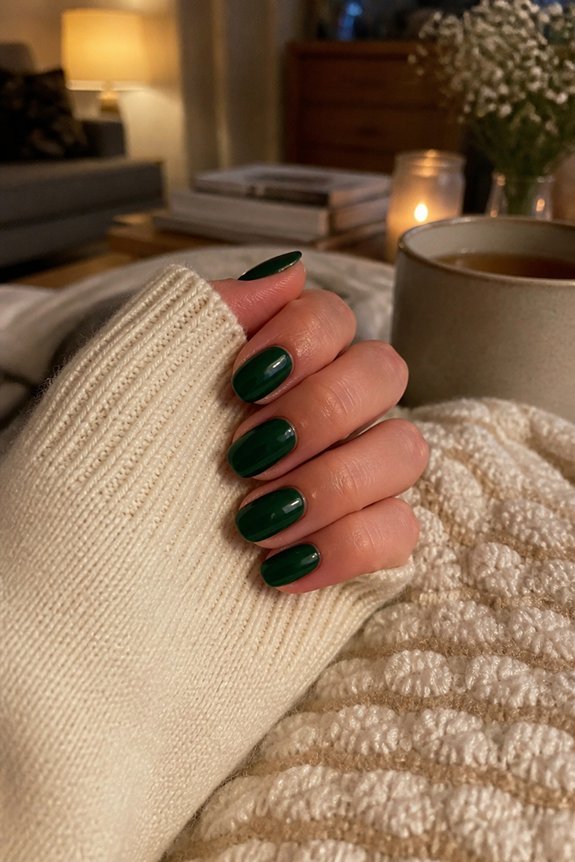 sophisticated deep emerald manicure