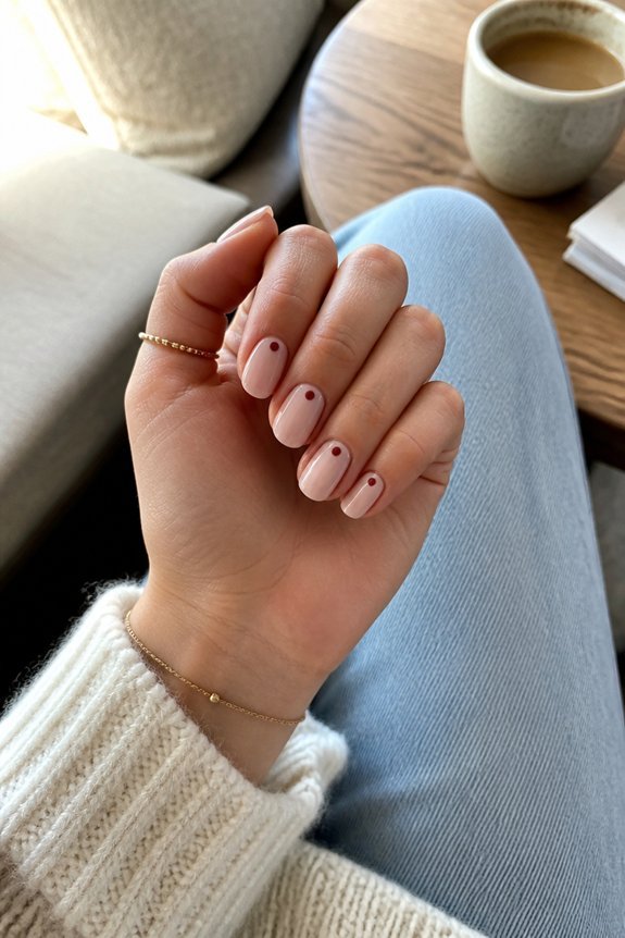 sophisticated single dot nails