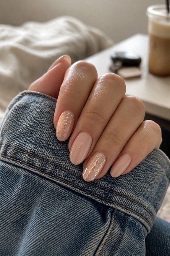 subtle glitter nude nails