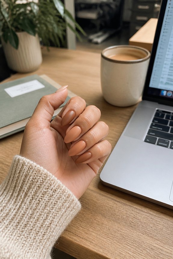 warm caramel chrome nails