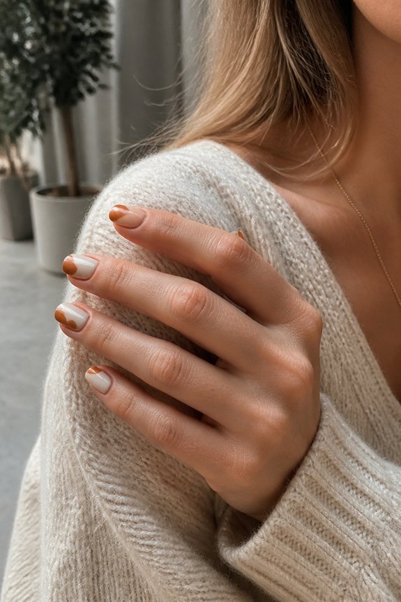 warm short square nails