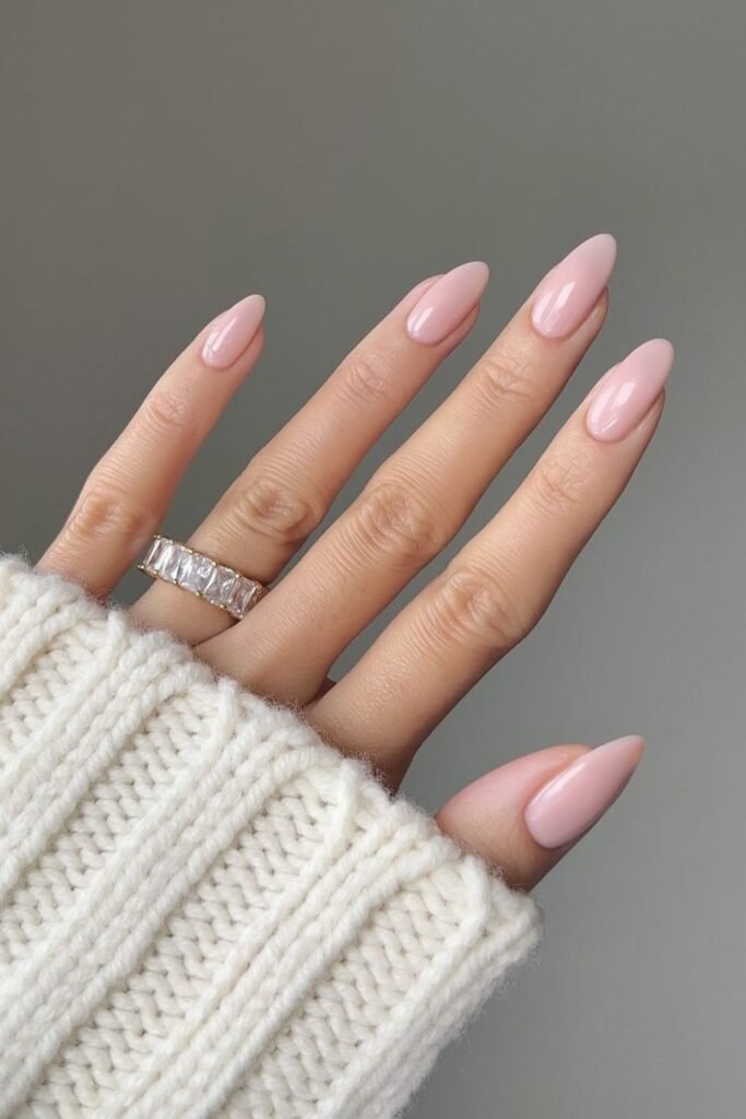 A Soft Baby Pink Gives Oval Nails a Clean, Polished Look With Zero Effort