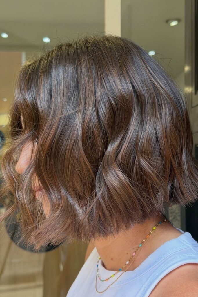 Ash Brown Bob With Silver Strands Left In