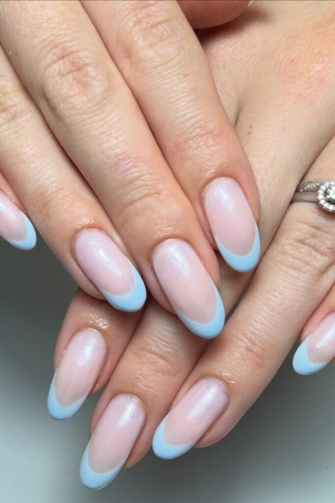 Baby Blue French Tips for a Boy Shower
