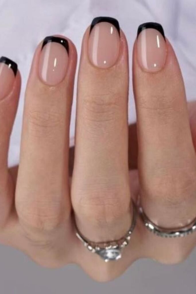 Black French Tips for an Edgy Minimal Look_