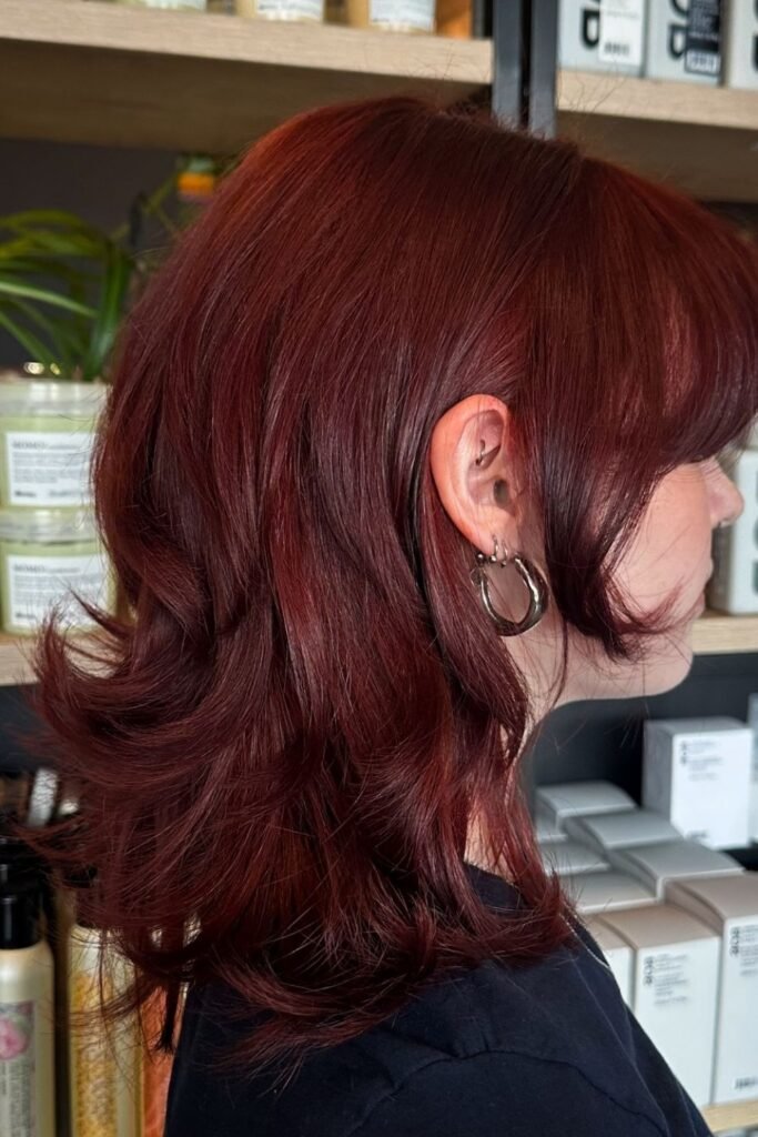 Brick Auburn on a Layered Shag