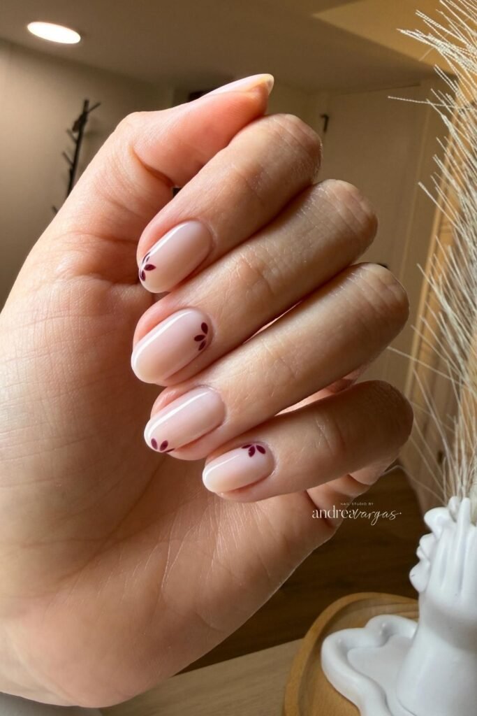 Burgundy Petal Sprigs on a Creamy Milky Base