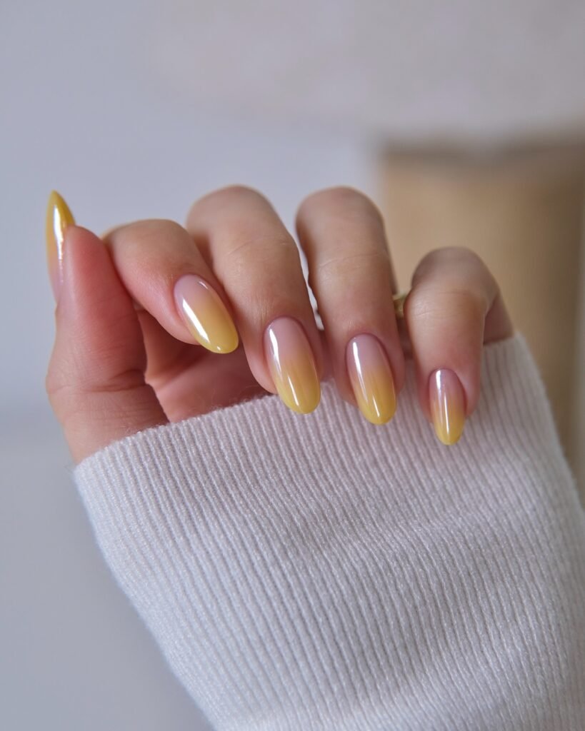 Butter Yellow Fade From Bare Nail to Sunny Tip