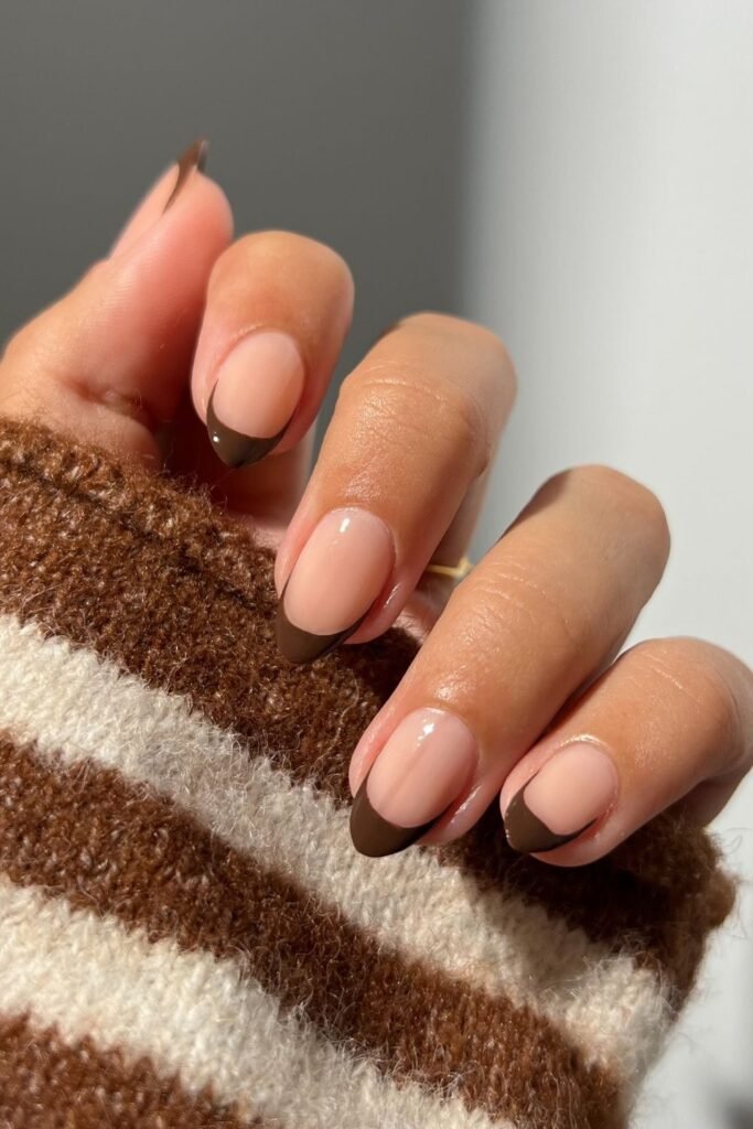Chocolate Brown French Tips That Were Made for Fall