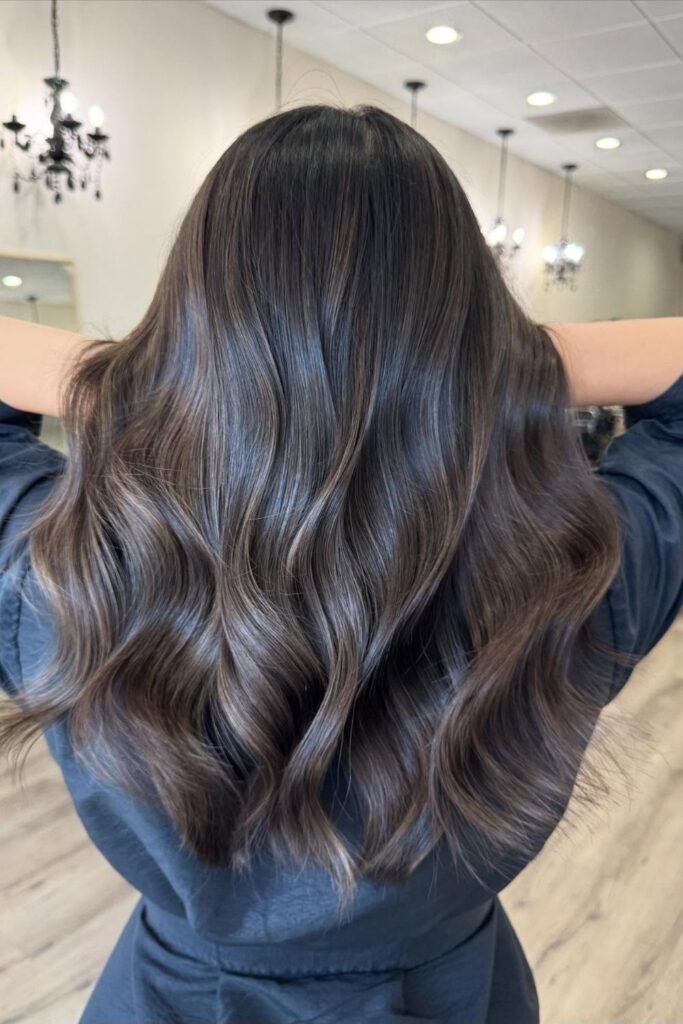 Cool Mushroom Brown Balayage for Espresso Hair