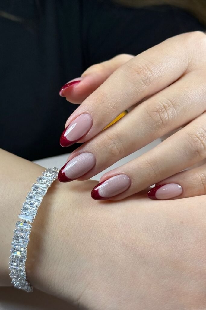 Deep Berry French Tips for a Bolder Minimalist Moment