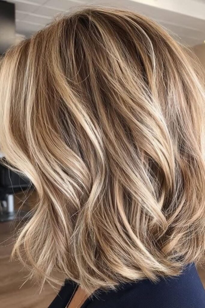 Dimensional Blonde on a Textured Bob