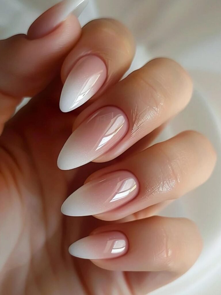 Frosted White Tip That Fades Upward Into Bare Pink