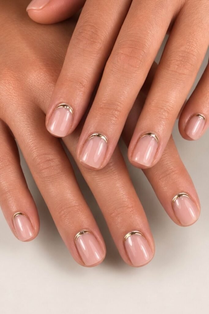 Gold Cuticle Cuffs on Short, Natural Nails