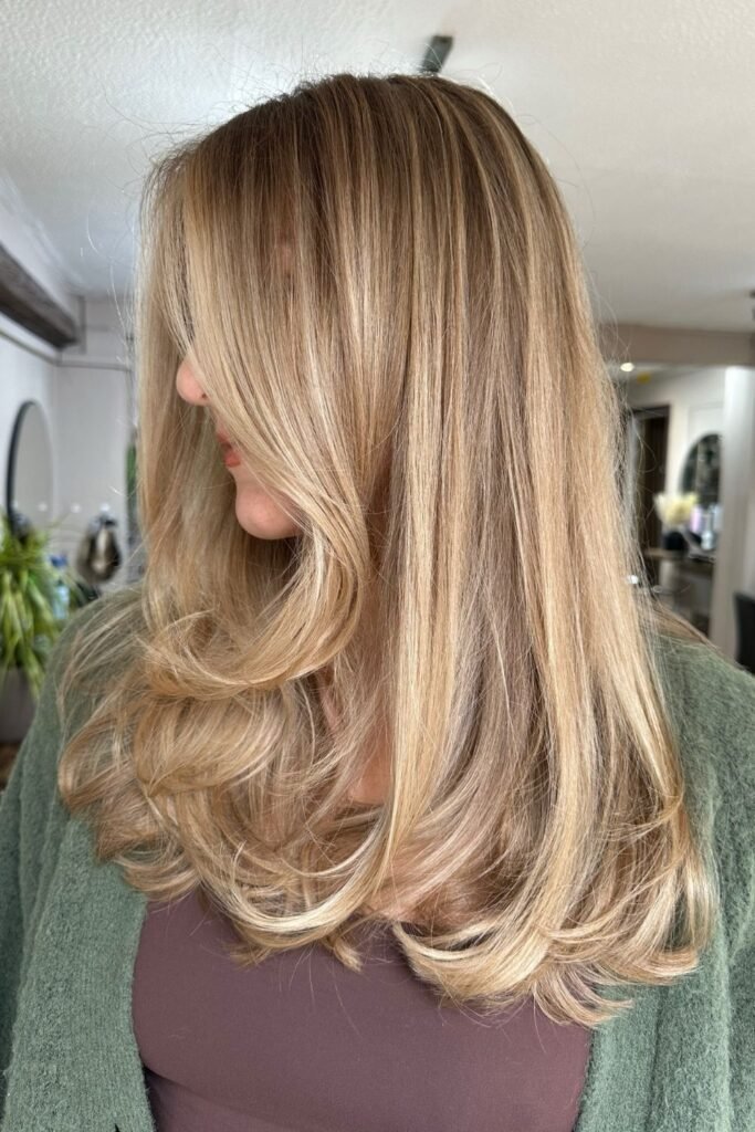 Golden Blonde With a Round Brush Blowout Finish