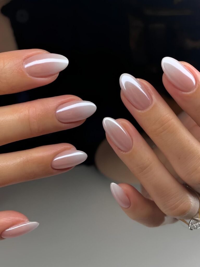 Milky Pink Base That Melts Into a Soft White Tip