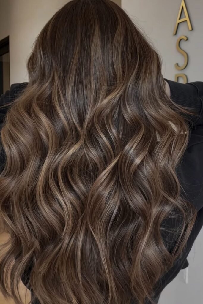 Mocha Balayage With Fine Ribbon Highlights