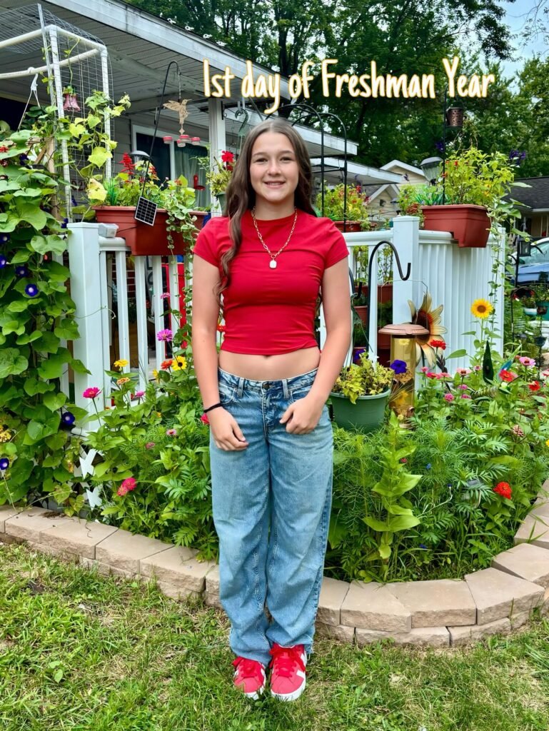 Red Baby Tee, Baggy Jeans, and Matching Sneakers