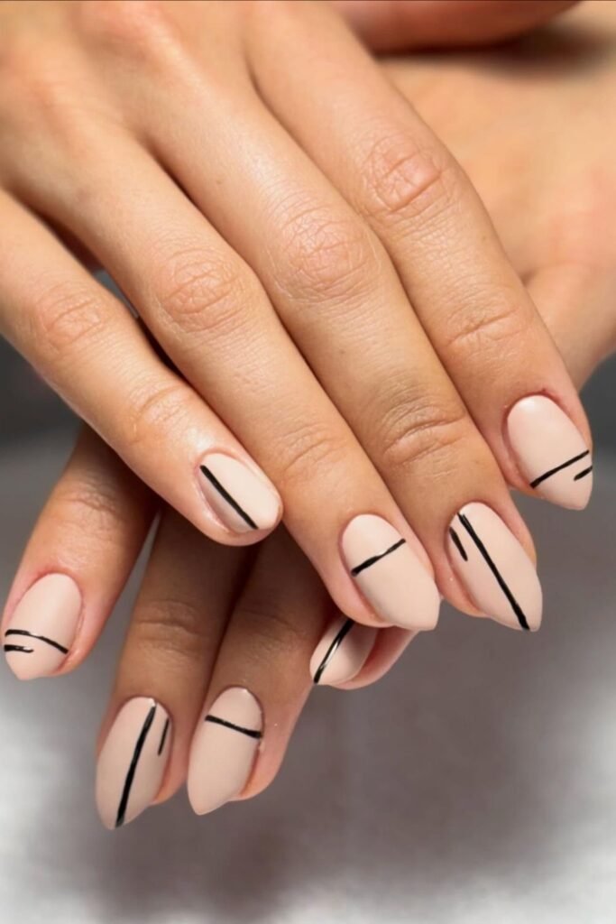 Straight Black Lines on a Matte Nude Base