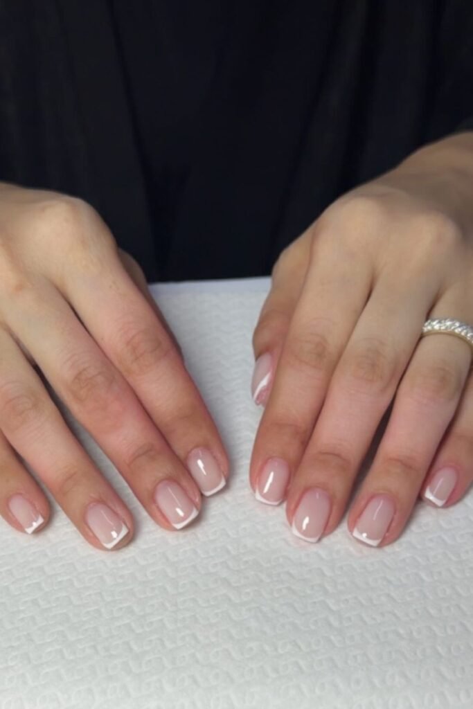 The Classic French Tip Gets a Clean Edge on a Square Shape