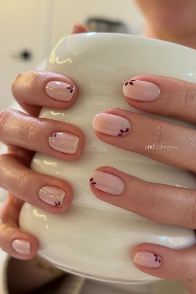 Tiny Leaf Accents on a Milky Base