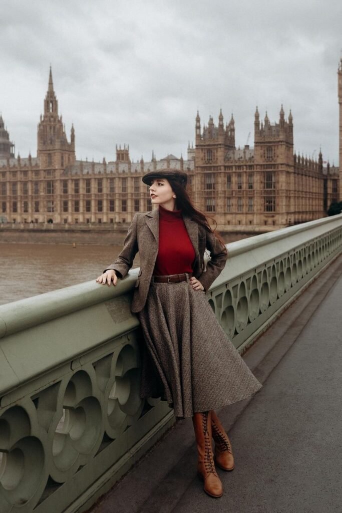 Tweed Blazer and a Red Turtleneck for Cold Weather Glamour