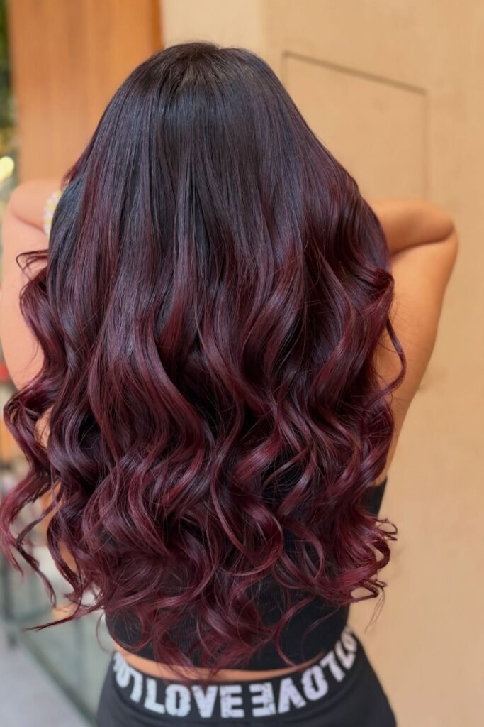 Warm Mahogany Brown With Long Curtain Layers