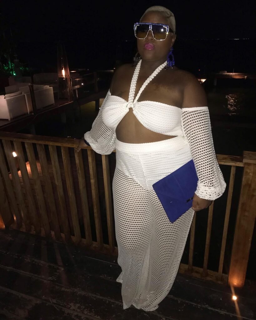 White Crochet Two Piece With a Cobalt Clutch