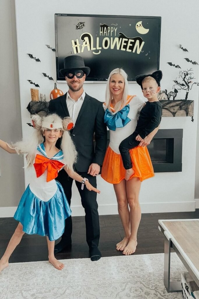 Anime-Inspired Sailor Family With a Masked Hero