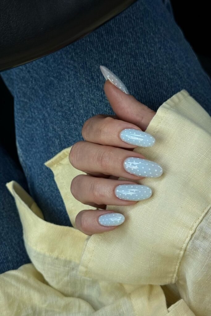 Baby Blue Polka Dot Nails