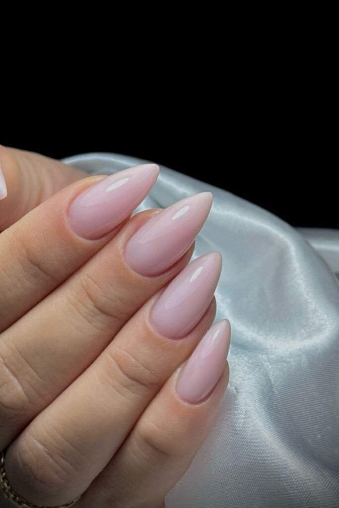 Baby Boomer Ombre on Long Almond Nails