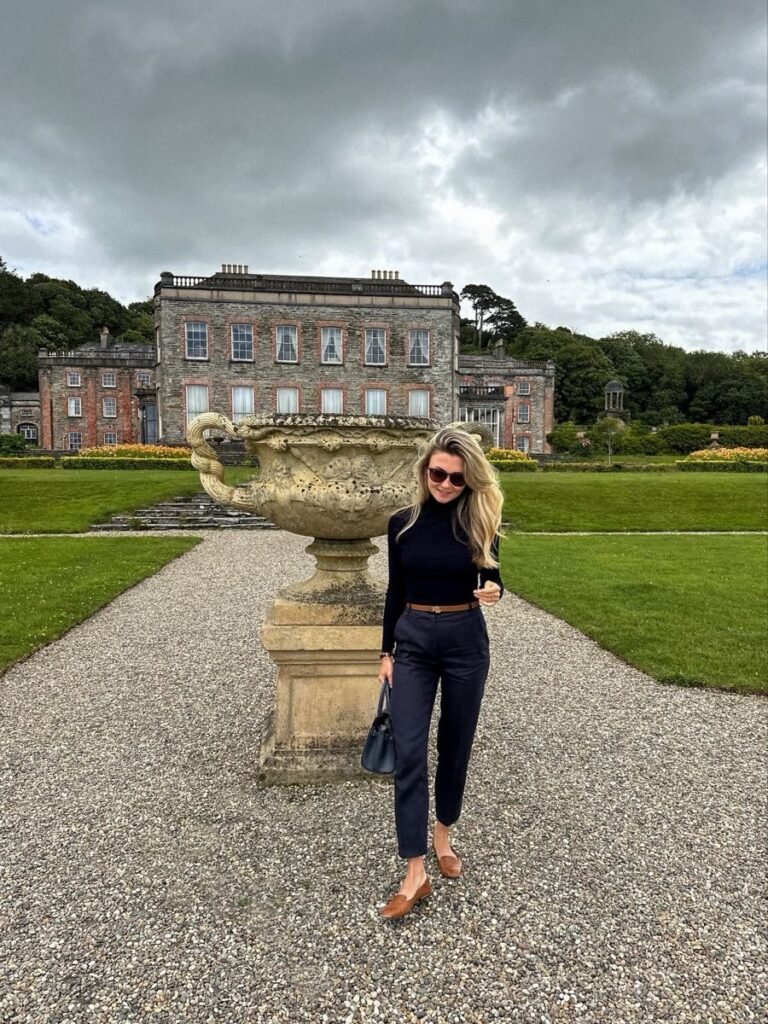 Black Turtleneck, Navy Trousers, Tan Belt