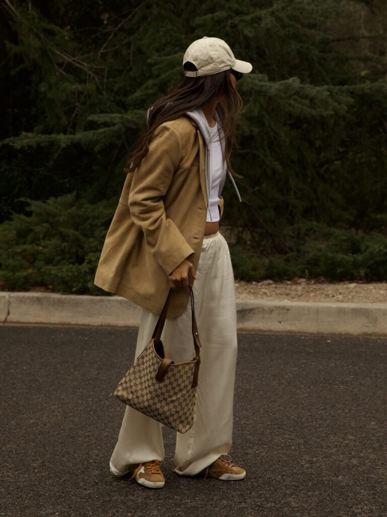 Blazer, Hoodie, and Wide-Leg Trousers for an Easy Day Date