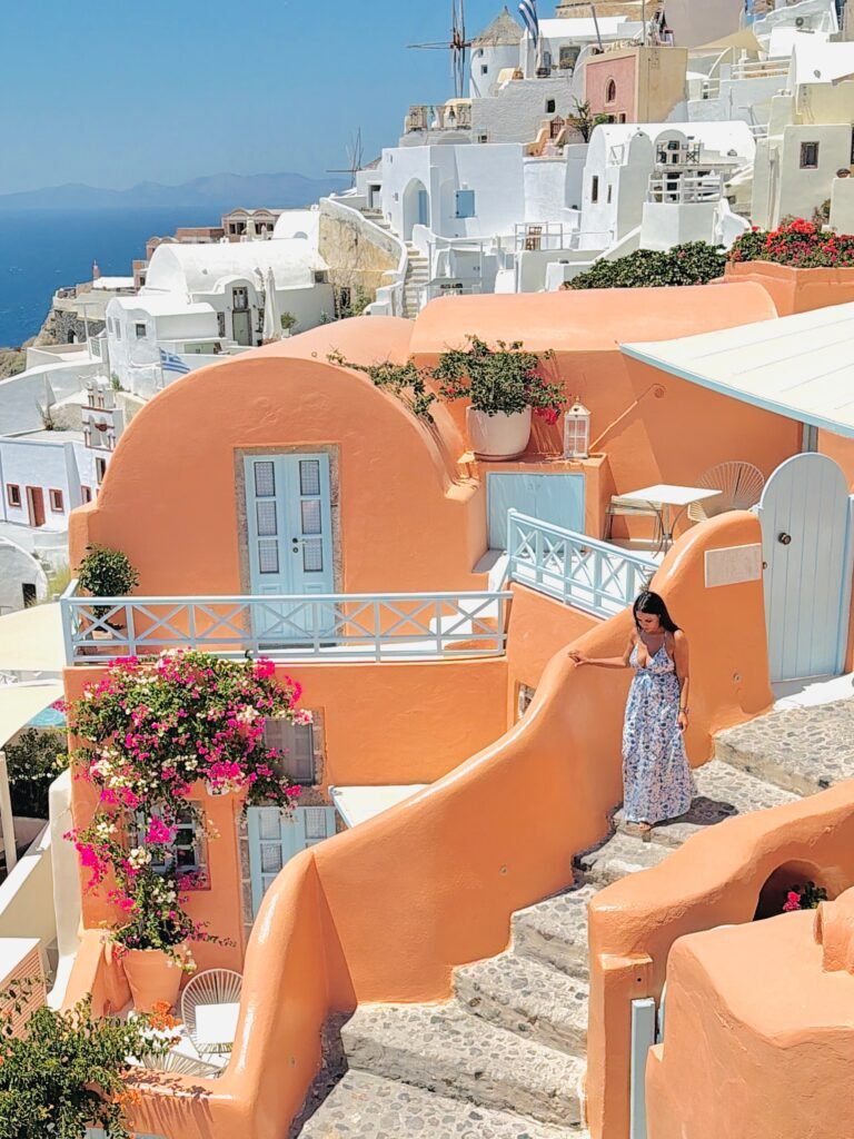 Blue Floral Maxi Dress for Oia