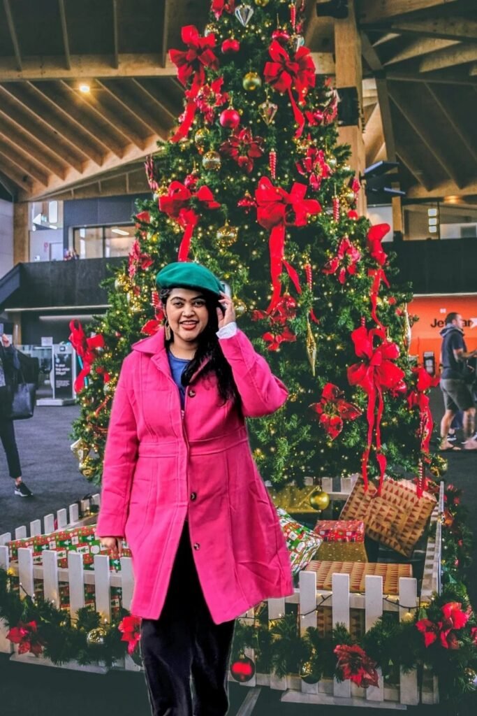 Bright Pink Coat With a Green Beret