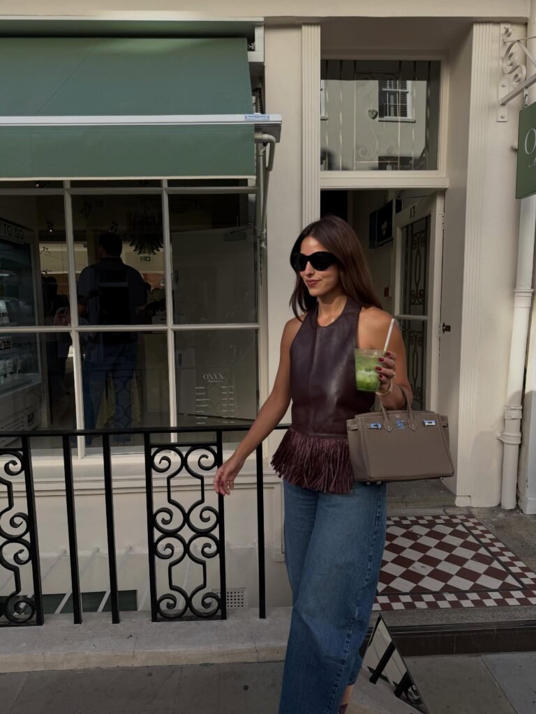 Brown Leather Fringe Top With Relaxed Denim