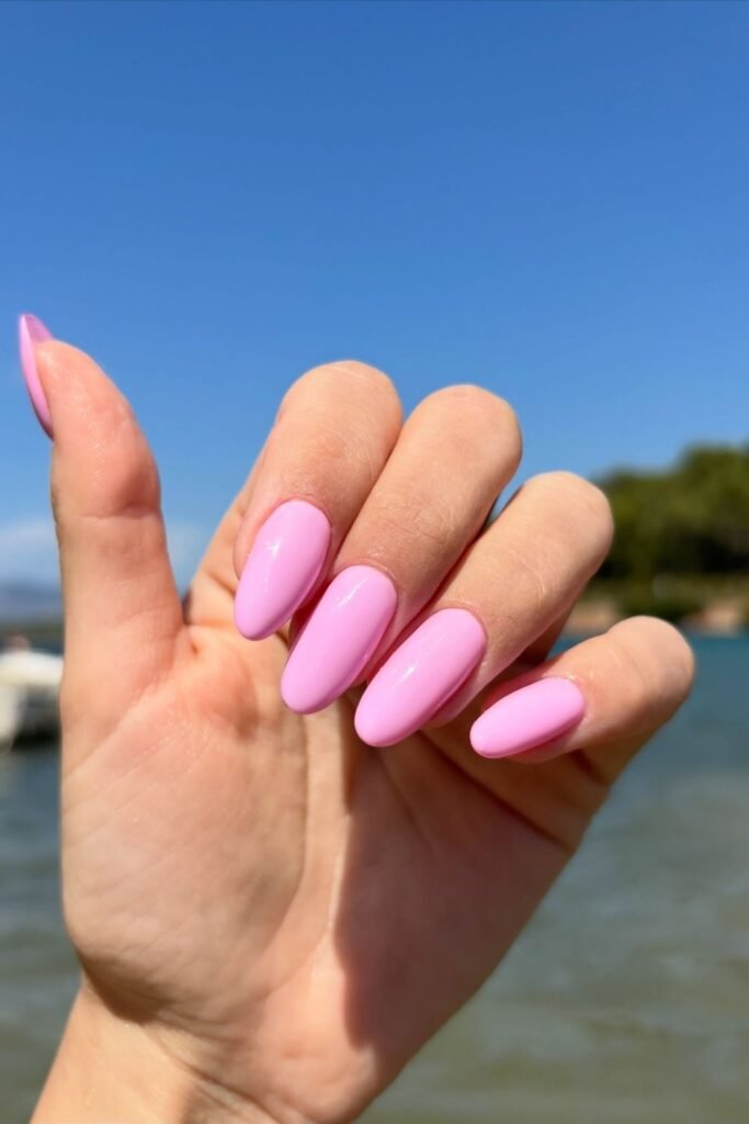 Bubblegum Almond Nails in Full Gloss