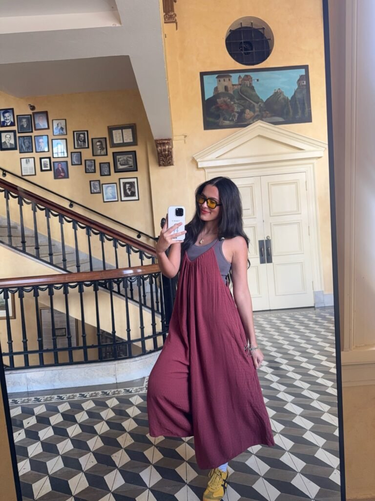 Burgundy Wide Leg Jumpsuit With a Simple Tank