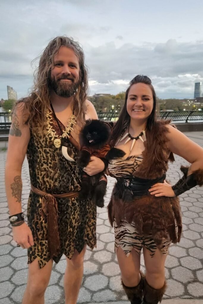 Cave Couple in Animal Print Offcuts