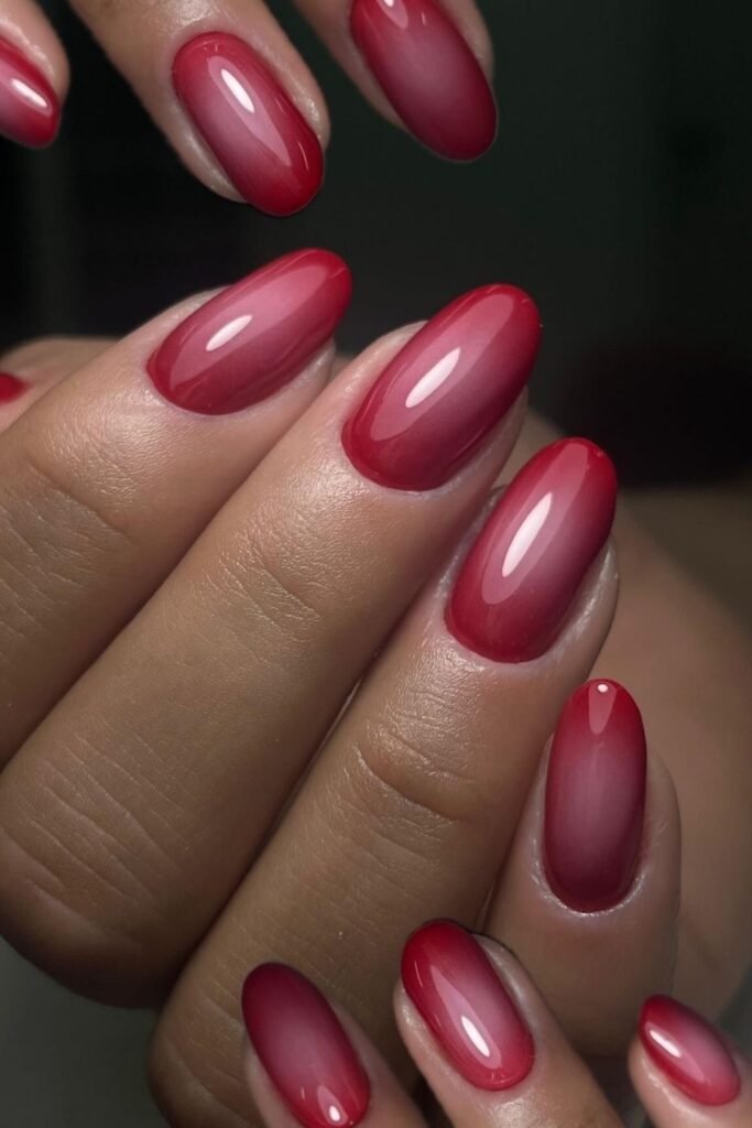 Cherry Red Fading to Rosewater