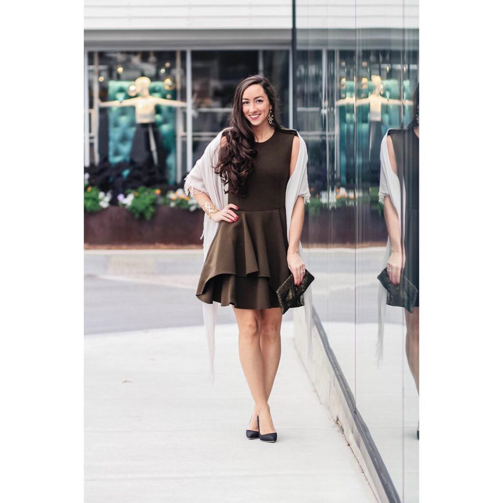 Chocolate Fit-and-Flare Dress With a Light Wrap