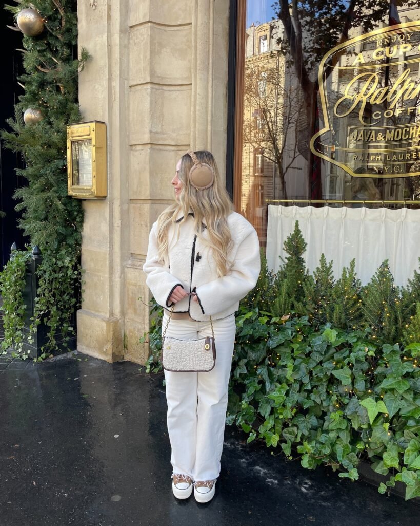 Cozy Winter White With Earmuffs and a Shearling Jacket