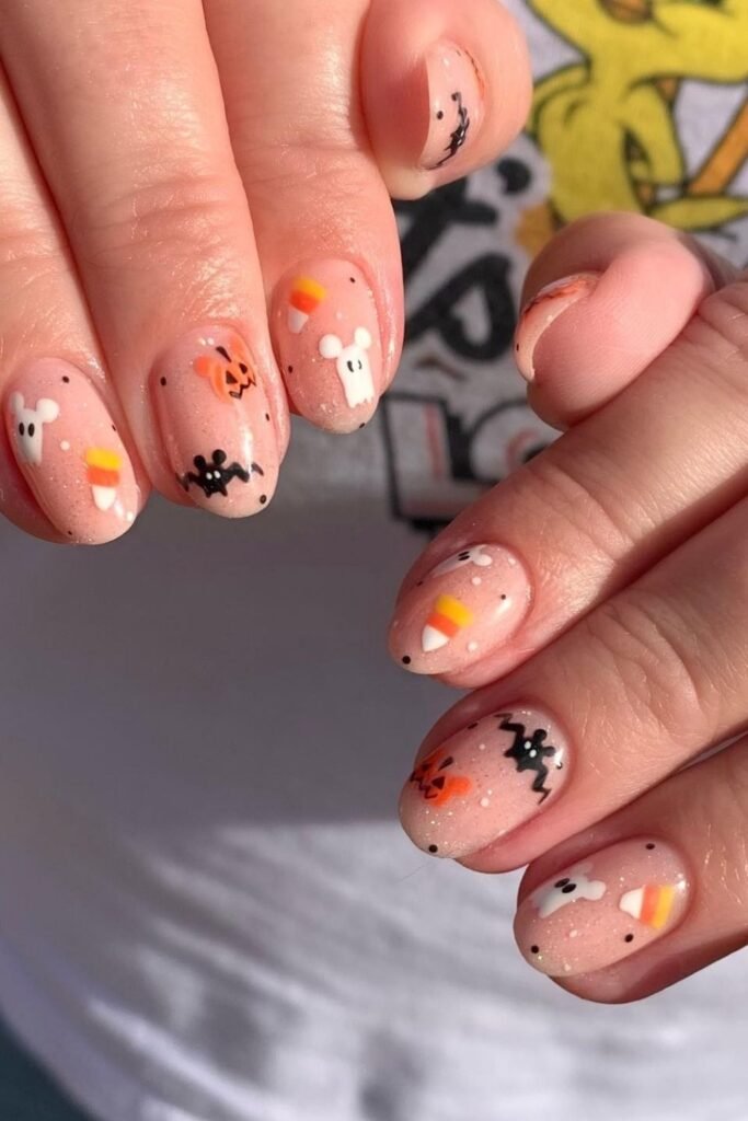 Cute Candy Corn Disney Halloween Nails