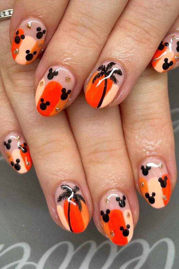 Disney Park Halloween Nails With Ghosts and Webs
