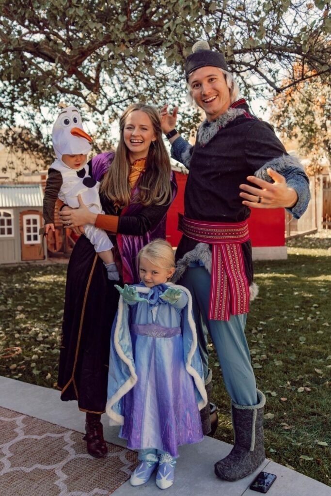 Frosty Fantasy Family in Blue, Plum, and Fur Trim